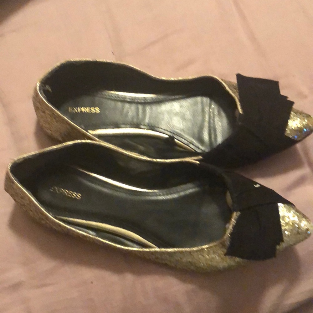 Pointy toe glitter flat